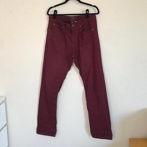 Maroon Jeans Slim Fit